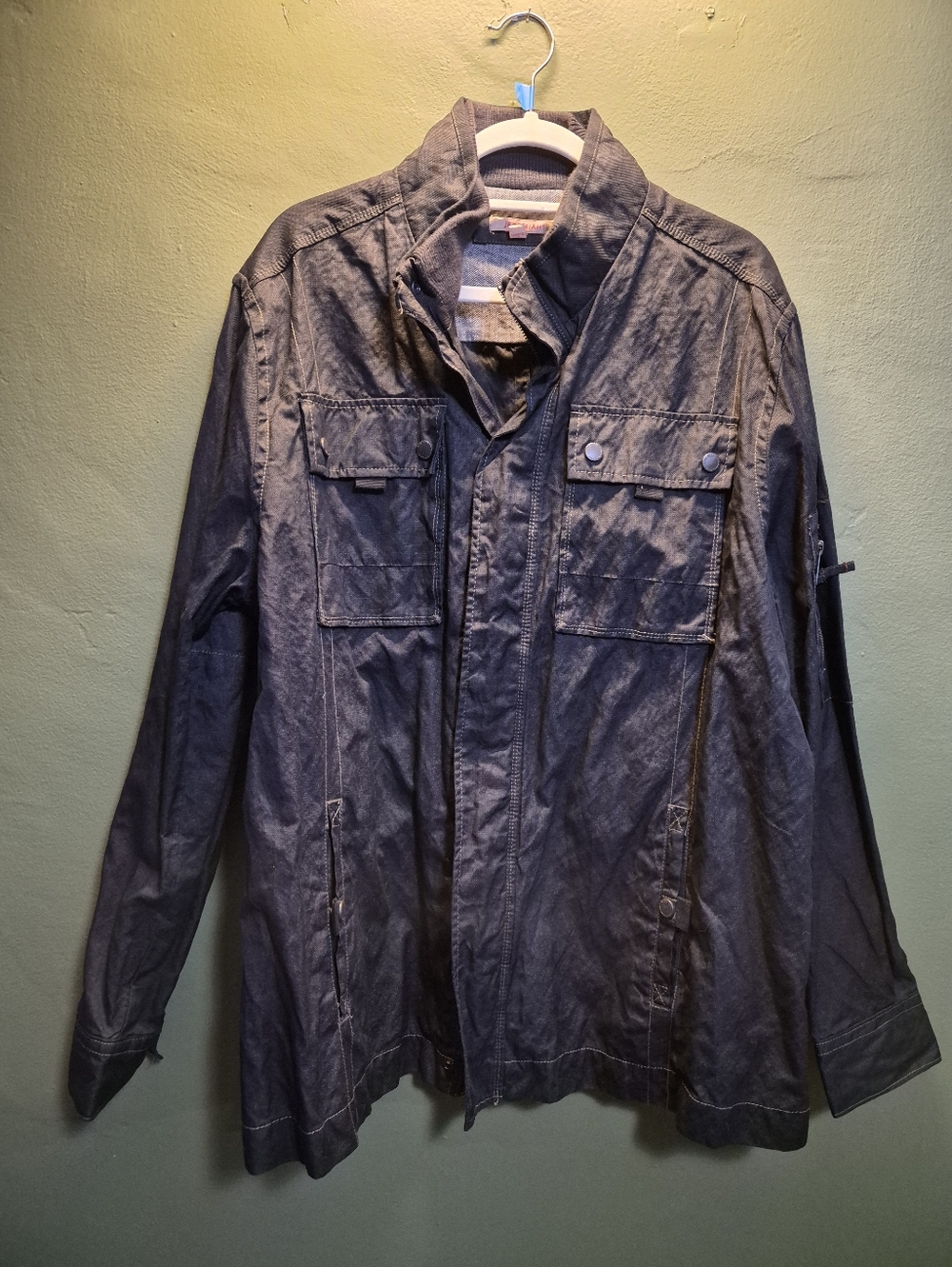Jeremiah Men’s Utility Jacket XL Blue Lightweight Military Field Coat Zip Snap